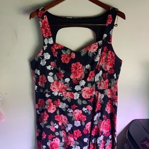 Plus size floral A line dress